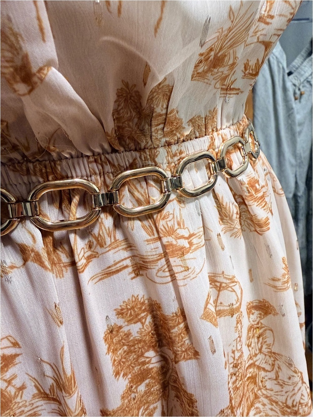 MEET ME IN SANTORINI Phaedra’s Garden Maxi Dress w Gold Chain Belt NWT Small - Picture 6 of 7